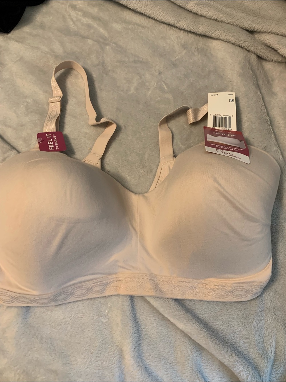 Olga Nude/Tan Seamless Full-Coverage Wireless Bra